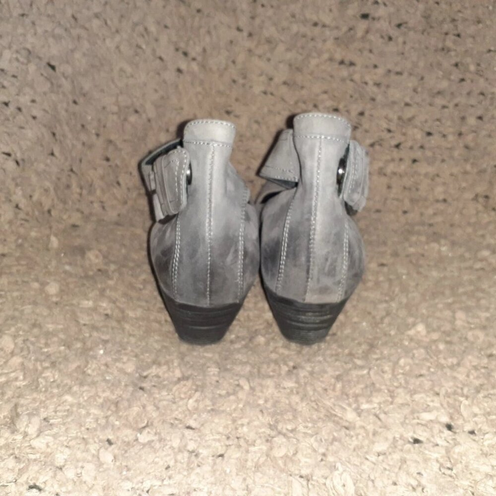 HOGL BRAND-Dark Gray Nubuck-Oiled Leather Areas-Ankle Wrap Strap Snap-Sz 6-NM - Picture 5 of 7